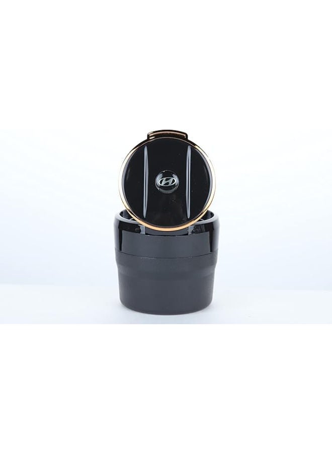 Adjustable Smokeless Car Ashtray with Lid Smell Proof with LED Light with All,ceramic Interior , Cup holder size , Detachable and Portable, Hyundai , Black and Silver - Image 1