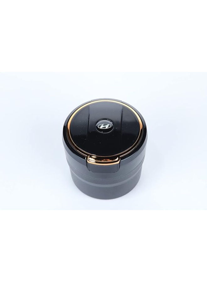 Adjustable Smokeless Car Ashtray with Lid Smell Proof with LED Light with All,ceramic Interior , Cup holder size , Detachable and Portable, Hyundai , Black and Silver - Image 2