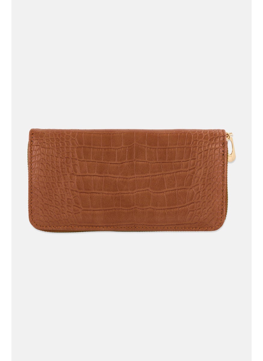 Caracol Women Textured Wallet 10 H x 19 L x 3 W cm, Brown  - Image 1