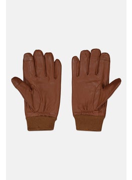 Celio Men Solid Leather Gloves, brown  - Image 2
