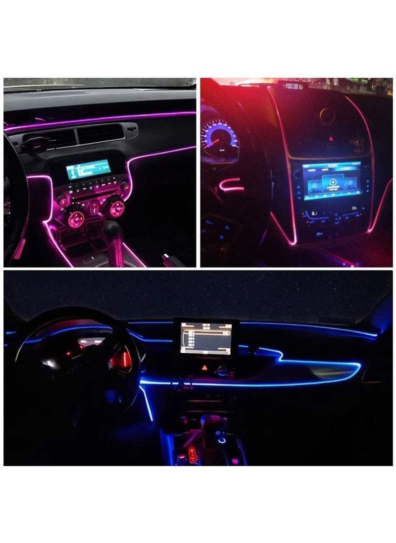 Car LED Strip Lights,Multicolor RGB Car Interior Lights,16 Million Colors with Fiber Optic,Ambient Lighting Kits, Sound Active Function and Wireless Bluetooth APP Control (6 in 1 <8 meters>)