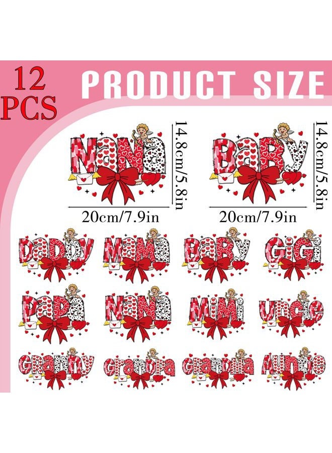 Dazoratix Valentines Iron on Transfers - 12 Sheets Family Valentine's Day DTF Ready to Press Heat Patches Mama Baby Daddy Heart Vinyl Stickers Decals for T Shirts Clothes Hoodies Pillow Bag DIY Crafts - Image 4