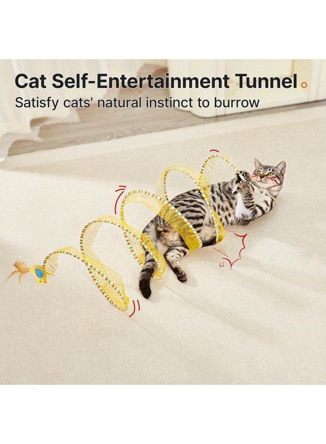 Potaroma Spiral Tunnel Cat Toy, Self Play Cat Play Spiral Kitten Collapsible Spring Tunnel Toy for Indoor Cats with Feather and Bell, 20 Inches Unfolded - Image 2