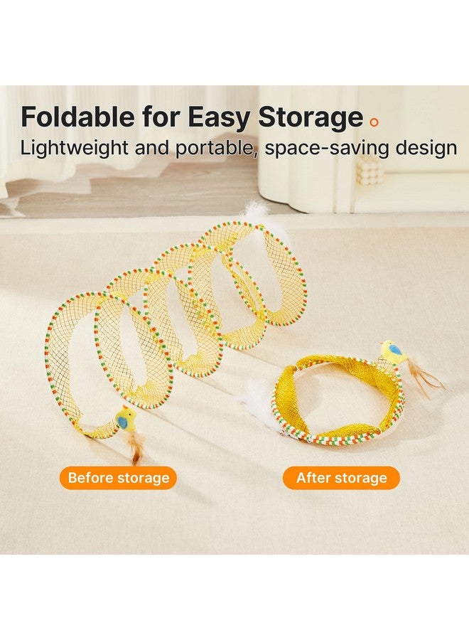 Potaroma Spiral Tunnel Cat Toy, Self Play Cat Play Spiral Kitten Collapsible Spring Tunnel Toy for Indoor Cats with Feather and Bell, 20 Inches Unfolded - Image 5