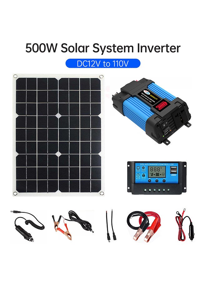 Modified Sine Wave Inverter 300W Power Inverter DC 12V to AC 220V Car Charger Converter with 18W Solar Panel and 30A Solar Charge Controller Suitable  - Image 5