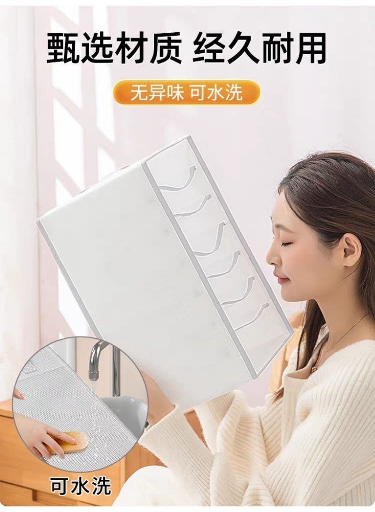 منظم ملابس قماشي قابل للطي، مناسب للملابس والجينز والقمصان. حل فعال لتخزين الملابس. غطاء شفاف - قطعتان. - Image 3