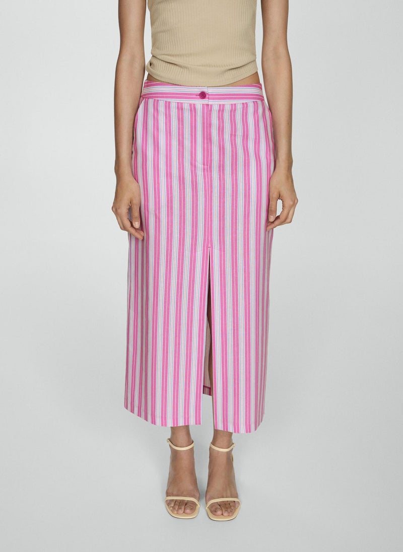 MANGO Slit Striped Skirt - Image 1