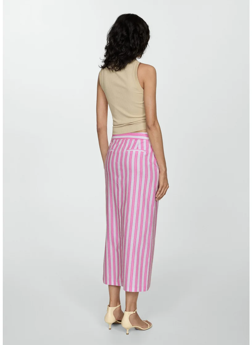 MANGO Slit Striped Skirt