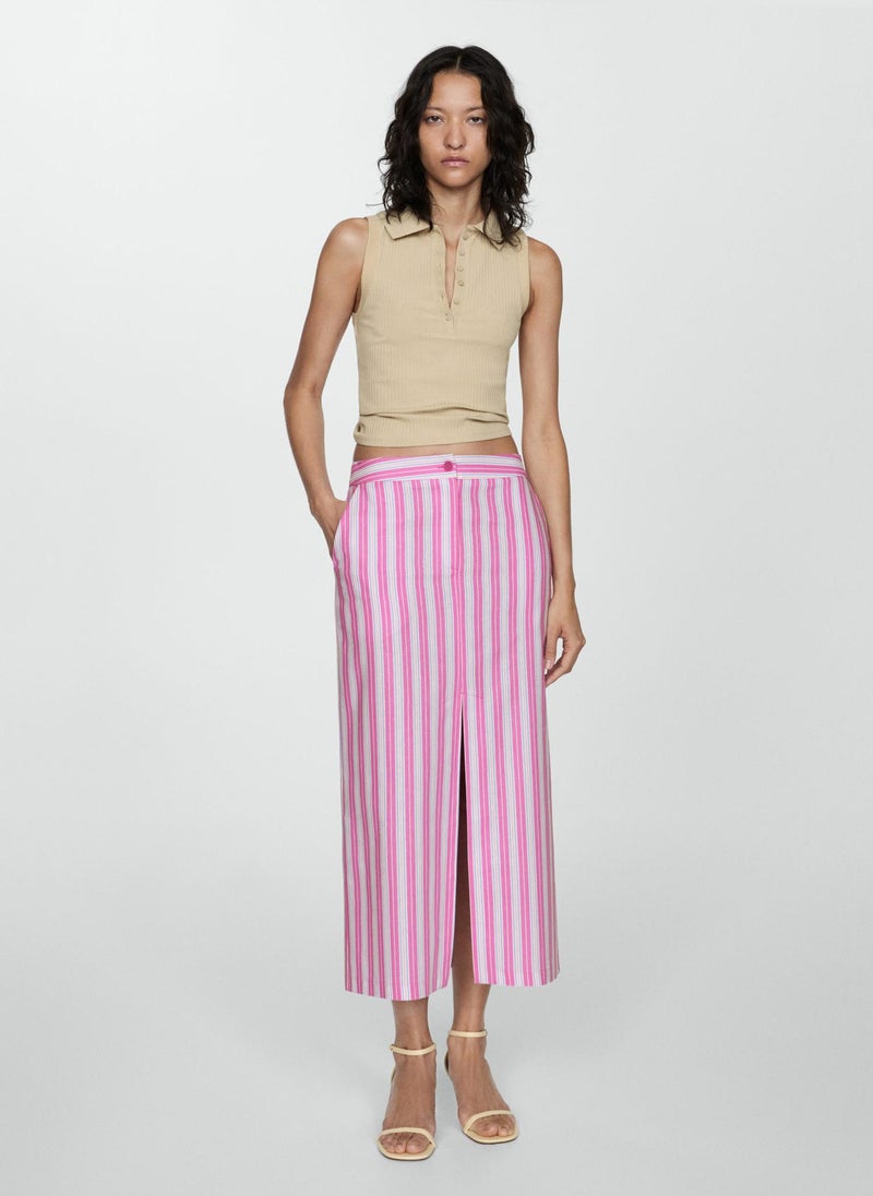 MANGO Slit Striped Skirt - Image 3
