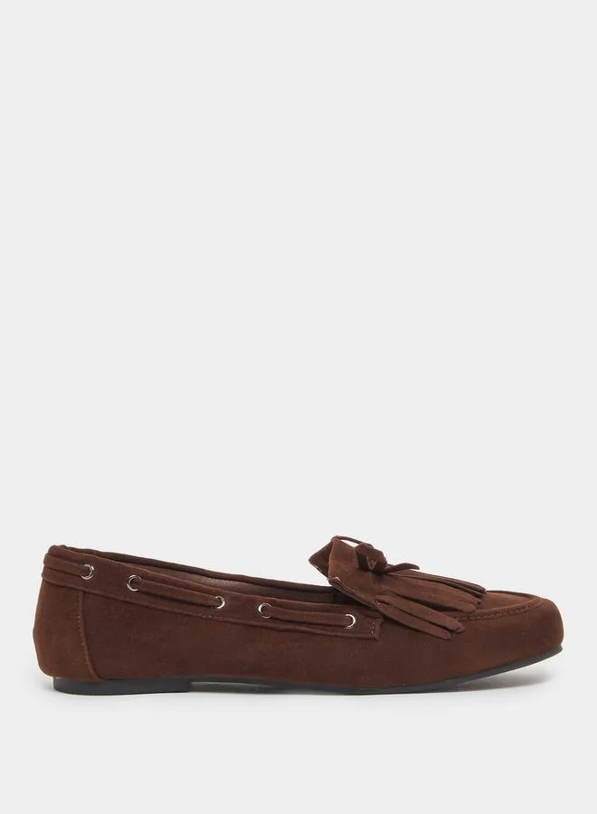 Brown Suede Tassel Moccasin Loafers