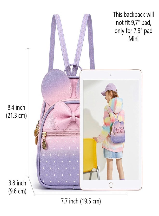 KL928 Girls Mini Backpack Bowknot Polka Dot Cute Small Daypacks Convertible Shoulder Bag Purse for Women - Image 2