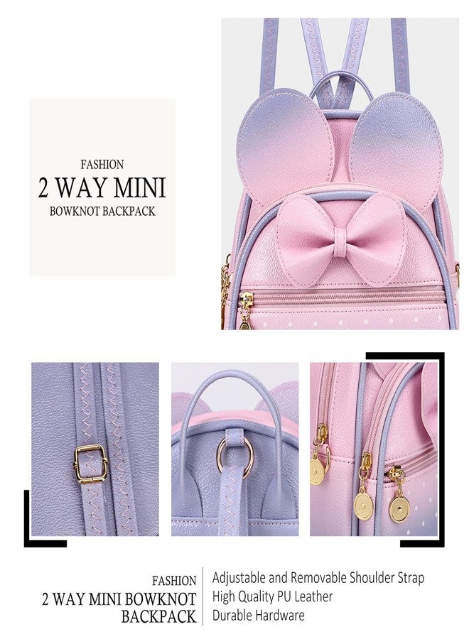 KL928 Girls Mini Backpack Bowknot Polka Dot Cute Small Daypacks Convertible Shoulder Bag Purse for Women - Image 3