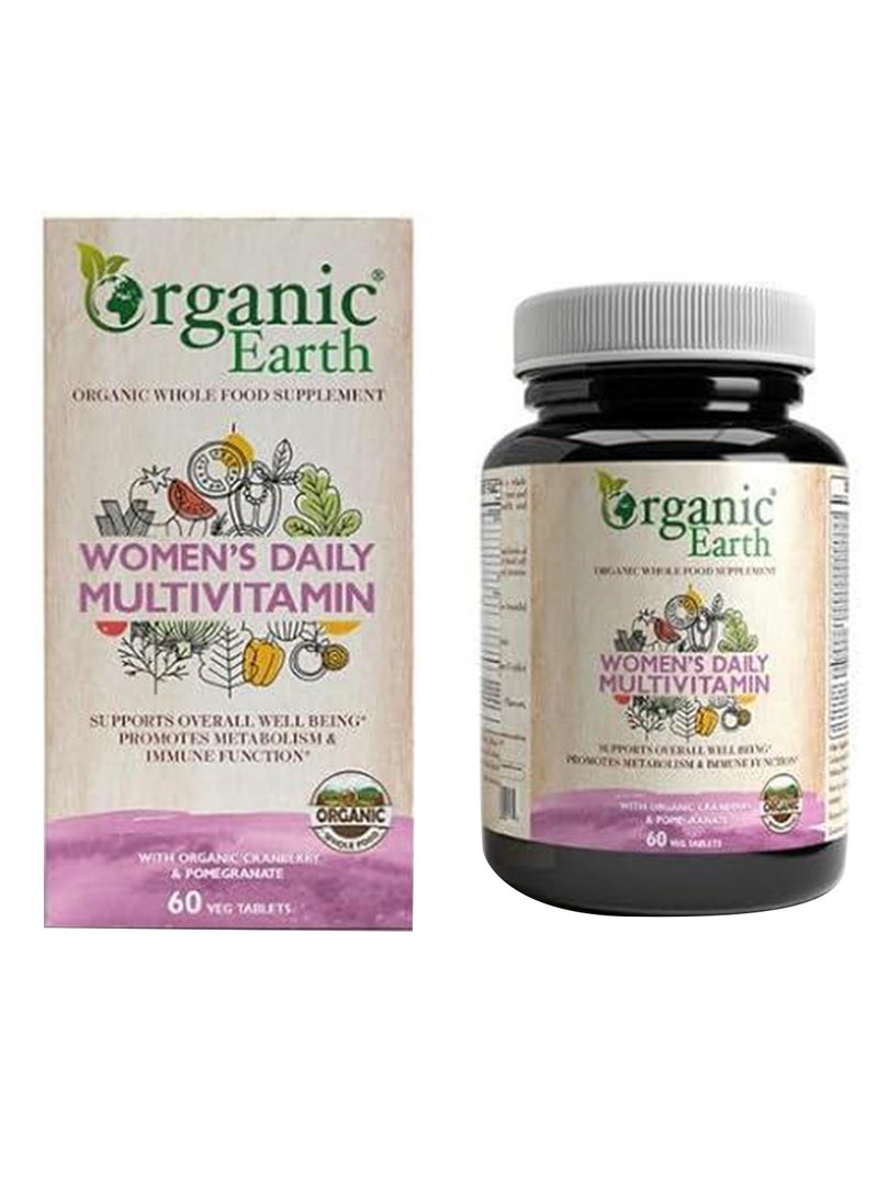 Organic Earth Women’S Daily Multivitamins with Organic Cranberry & Pomegranate 60 Capsules 