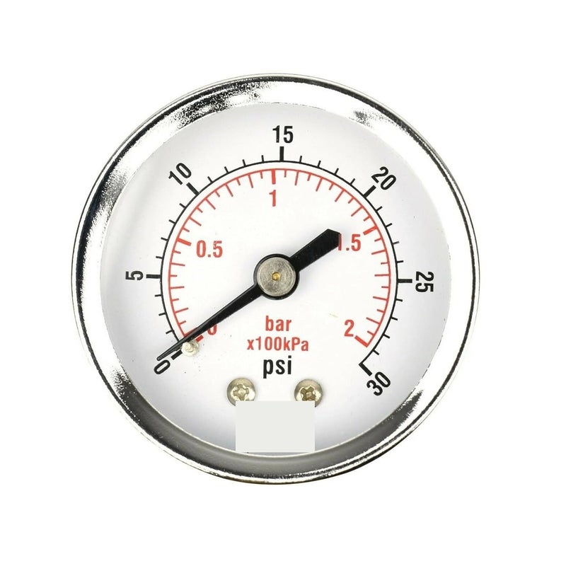 2" Pressure Gauge - Chrome Plated Steel Case, 1/4" NPT, Back MNT. 30 PSI - Image 1