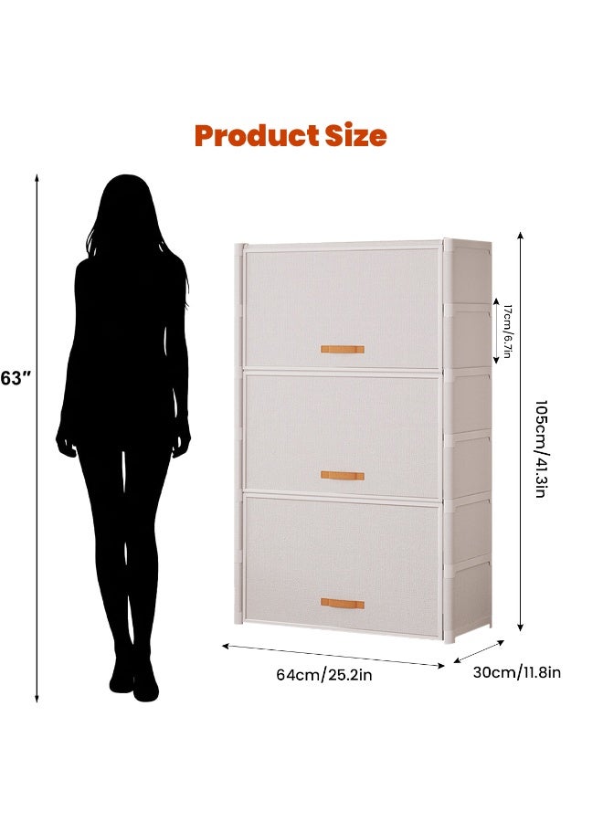 Jorunb Shoe Rack, 7 Tier Shoe Storage Cabinet with Door 28 Pair Plastic Shoe Shelves Organizer for Closet, Entryway, Hallway, Bedroom, White - Image 3