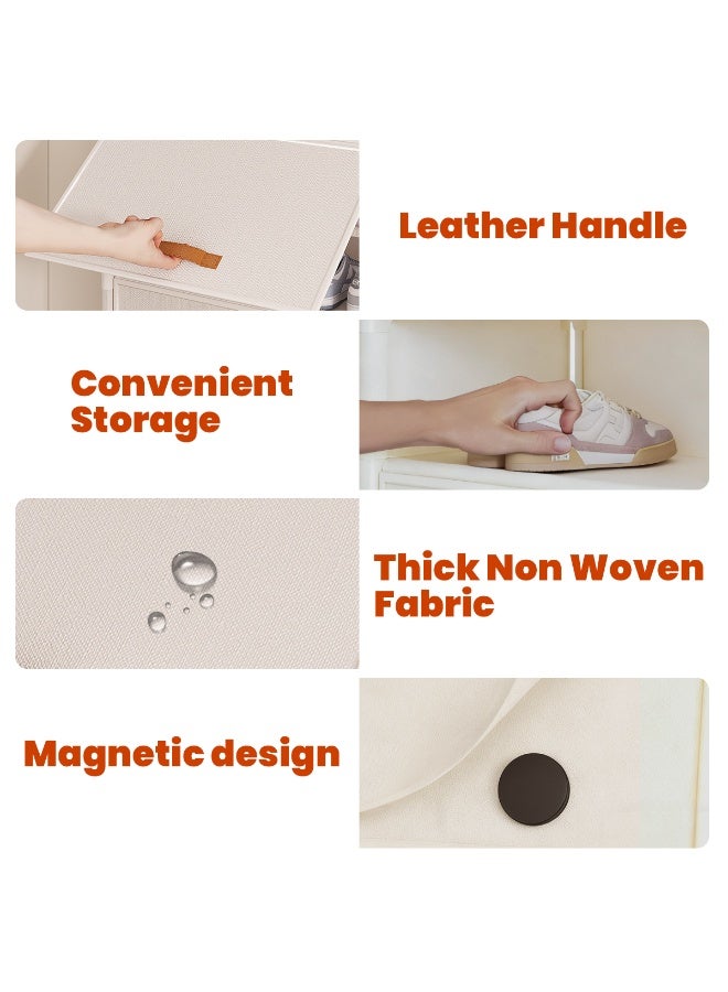 Jorunb Shoe Rack, 7 Tier Shoe Storage Cabinet with Door 28 Pair Plastic Shoe Shelves Organizer for Closet, Entryway, Hallway, Bedroom, White - Image 4