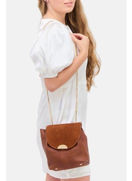 Moda Luxe Women Solid Cross Body Bag 21 H x 28 L x 12 W cm, Brown  - Image 2