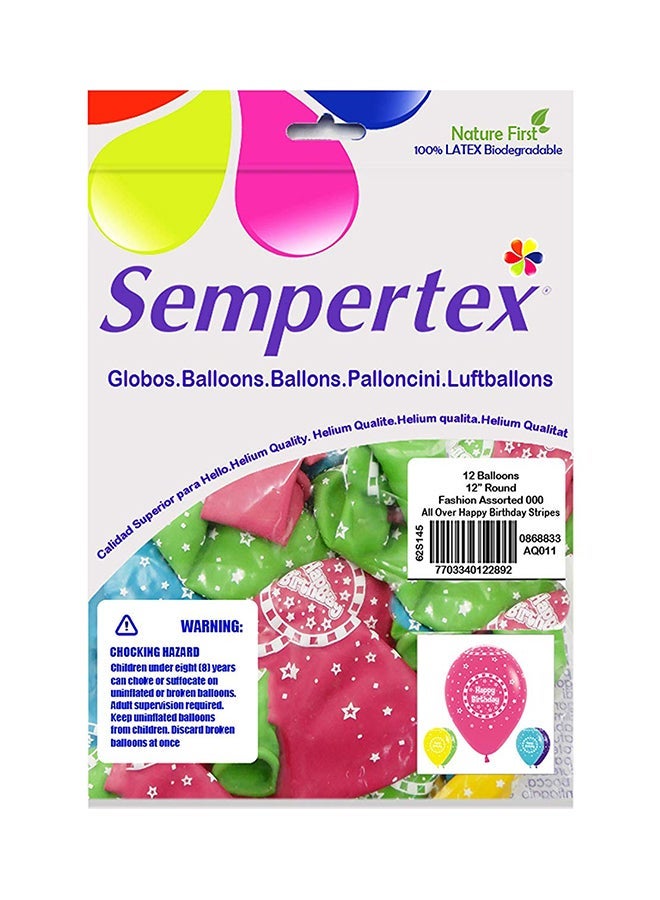 سيمبرتكس 12 قطعة في جميع أنحاء عيد ميلاد سعيد شرائط دائرية بالون لاتكس 12 بوصة - Image 2