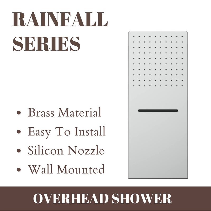 ZAP دش مطري زاب سلسلة دش علوي بدون ذراع دش (فضي، فوهة سيليكون، مادة نحاسية، مثبت على الحائط) - Image 3