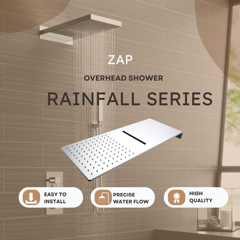 ZAP دش مطري زاب سلسلة دش علوي بدون ذراع دش (فضي، فوهة سيليكون، مادة نحاسية، مثبت على الحائط) - Image 5