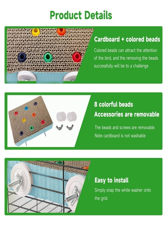Autokcan 2PCS Bird Chew Toys Parrot Cardboard Perch for Cage Bird Resting Platform Stand with Colorful Beads Parrot Playground Exercise Toys Parakeets Cage Accessories for Conures, Budgies - Image 2