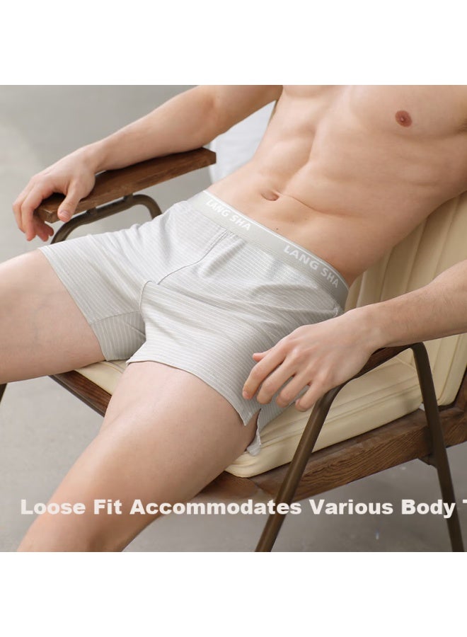 LANG SHA Langsha Men's Cotton Loose Breathable Plus Size Home Thin Sleep Pants Summer Boxer Shorts Striped Underwear - Image 4
