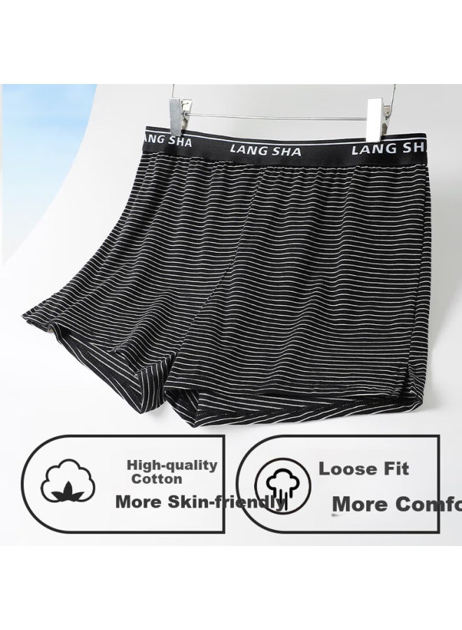 LANG SHA Langsha Men's Cotton Loose Breathable Plus Size Home Thin Sleep Pants Summer Boxer Shorts Striped Underwear - Image 2