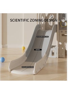 FULL JOY Big Slide With Play Area and Crossing Bridge + Ball Ring 186*153*111 cm ,Beige- Coffee  - Image 3