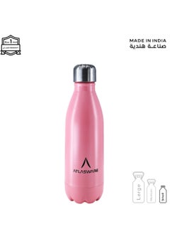 Atlasware Water Bottle with a Capacity of 350 ml, Stainless Steel Water Bottle that keeps Cold for 34 Hours and Keeps Heat for 12 Hours, Pink  - Image 1