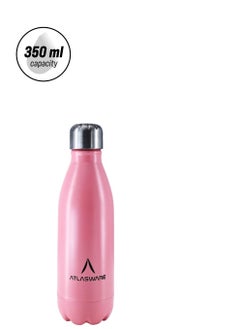 Atlasware Water Bottle with a Capacity of 350 ml, Stainless Steel Water Bottle that keeps Cold for 34 Hours and Keeps Heat for 12 Hours, Pink  - Image 2