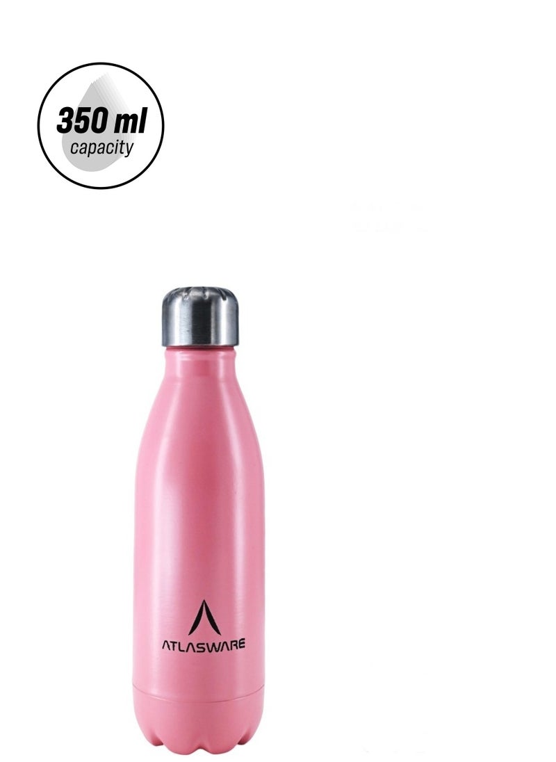Atlasware Water Bottle with a Capacity of 350 ml, Stainless Steel Water Bottle that keeps Cold for 34 Hours and Keeps Heat for 12 Hours, Pink  - Image 2