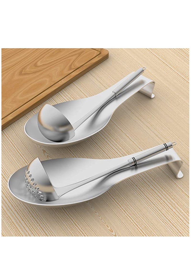 Excefore Stainless Steel Spoon Rest Set of 4, Large patula Ladle Holder, Spoon Rest Holder, Dishwasher Safe - Image 5