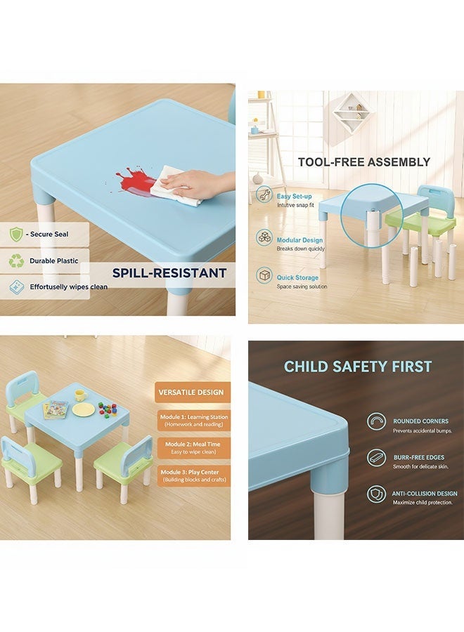 Beauenty Children's Learning And Eearly Education Desk Aand Chair Set， Ergonomic Student Learning Table Desk Chair for Girl Boy Sturdy Desk and Chair, Ideal for Home, School (Blue) - Image 5