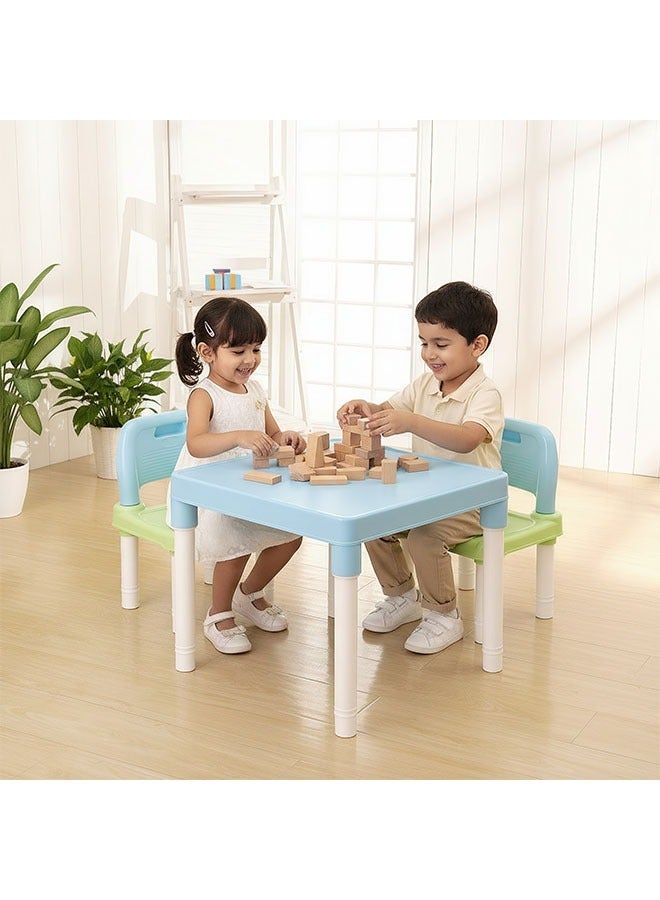 Beauenty Children's Learning And Eearly Education Desk Aand Chair Set， Ergonomic Student Learning Table Desk Chair for Girl Boy Sturdy Desk and Chair, Ideal for Home, School (Blue) - Image 2