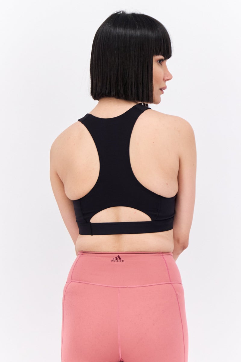 Adidas Women Lightly Padded Brand Logo Sports Bra, Black - Image 3