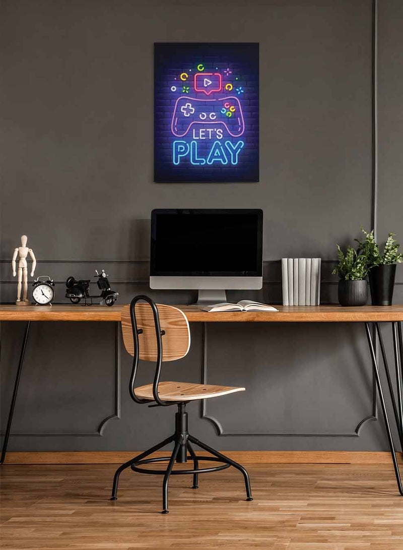 لوحة كانفاس على إطار خشبي للألعاب، تصميم هيا نلعب، للمنزل، غرفة المعيشة، المكتب، الديكور - Image 1