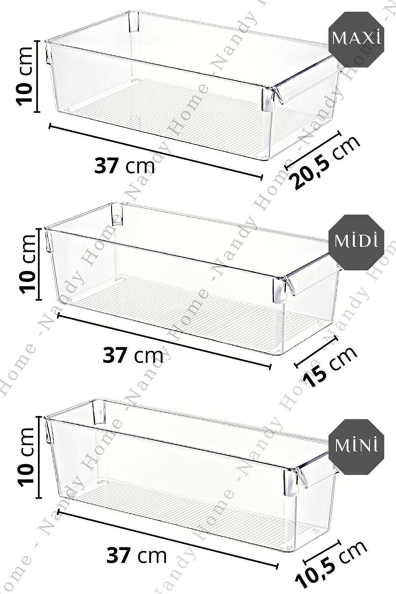Set of 3 Tall Clear Refrigerator & Cabinet Organizer