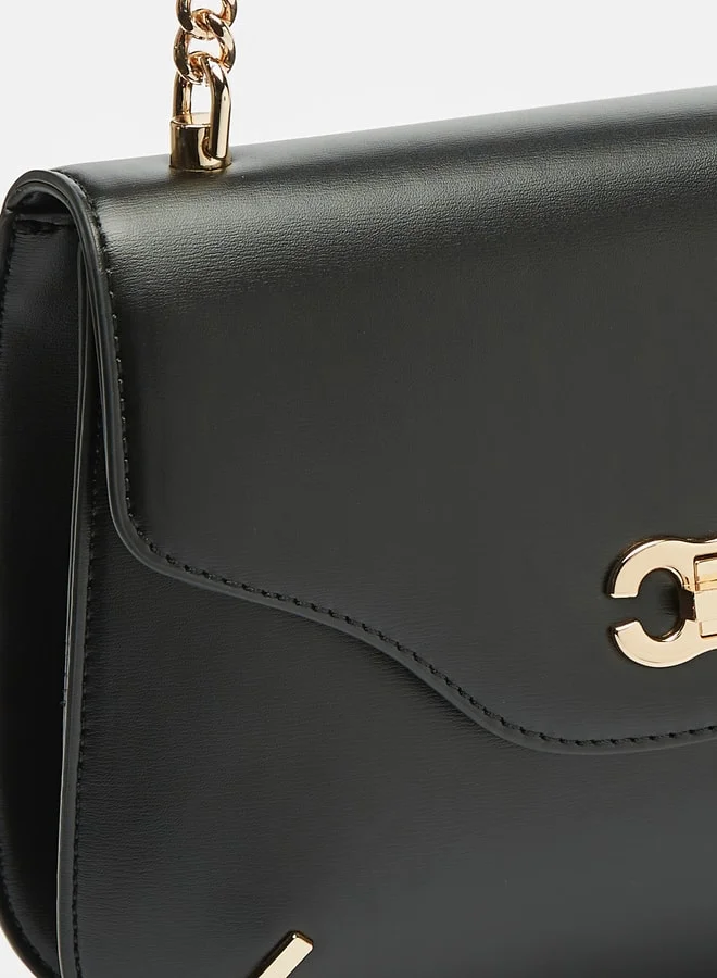 سيليست Solid Crossbody Bag with Chain Strap and Flap Closure