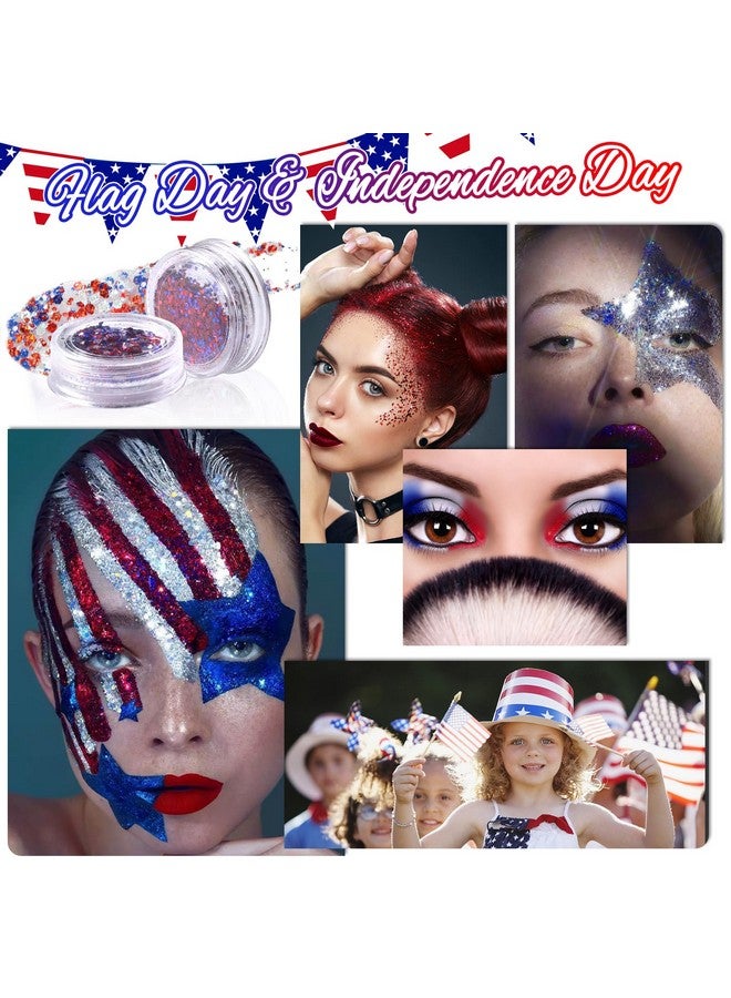 Laza Independence Day Body Glitter 2 Jars Red Blue White Chunky Sequins With Glue Women Eyeshadow 4Th Of July Face Paint Festival Rave Outfit Hair Accessories Party Costumescircus Carnival - Image 5