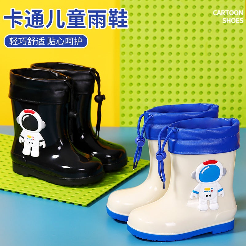 Cartoon Astronaut With Elastic Rain Boots For Children, Lightweight Waterproof And Non-Slip Kindergarten Children'S Water Shoes - Image 4