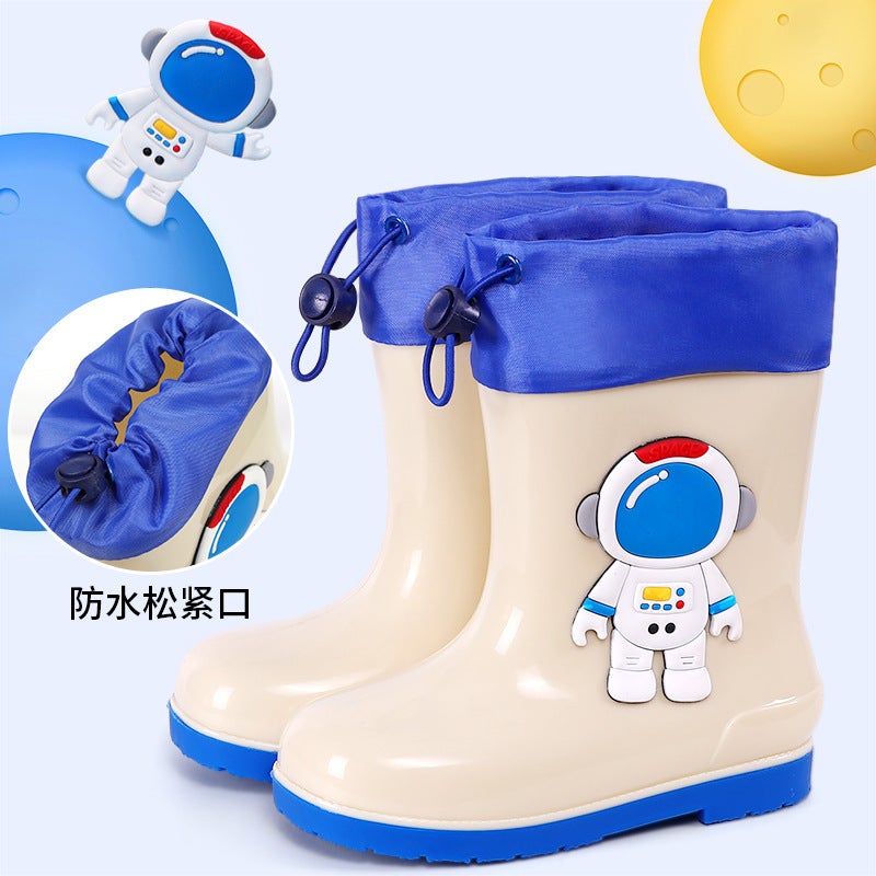 Cartoon Astronaut With Elastic Rain Boots For Children, Lightweight Waterproof And Non-Slip Kindergarten Children'S Water Shoes - Image 1