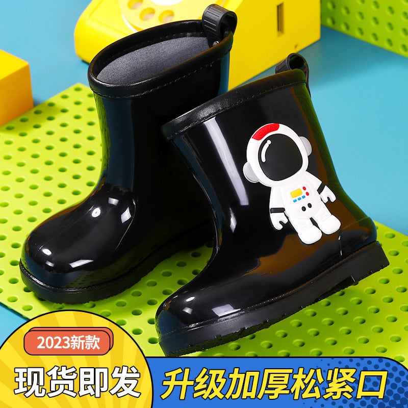 Cartoon Astronaut With Elastic Rain Boots For Children, Lightweight Waterproof And Non-Slip Kindergarten Children'S Water Shoes - Image 3