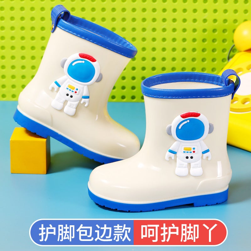 Cartoon Astronaut With Elastic Rain Boots For Children, Lightweight Waterproof And Non-Slip Kindergarten Children'S Water Shoes - Image 5