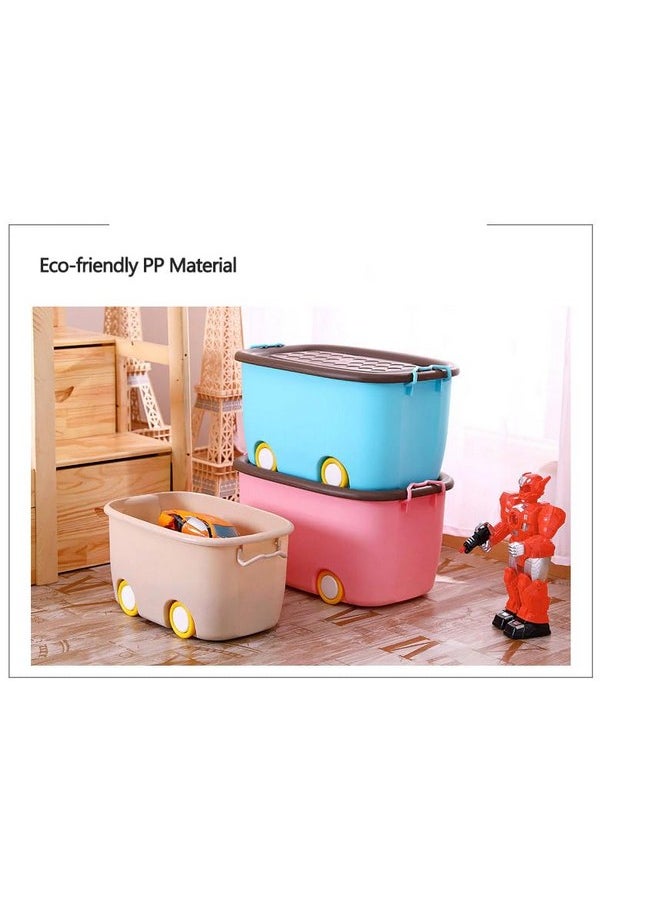 Ash & Roh Ash & Roh Plastic Multi Color Storage Bins With Locking Lids, Handle & Wheels | Stackable Collapsible Storage Box | 25 Lit Container Organizer Toy Storage Box. (Pack Of 3)  - Image 5