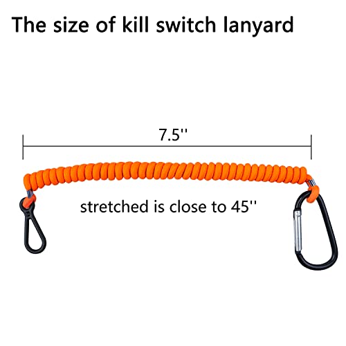 YMHHefy Boat Kill Switch Lanyard with Wrist Strap Compatible with Mercruiser Outboard Motor Emergency Stop Switch Safety Cord Replace 8M0092850 with USA Flag Aluminum Alloy Clip Orange - Image 4