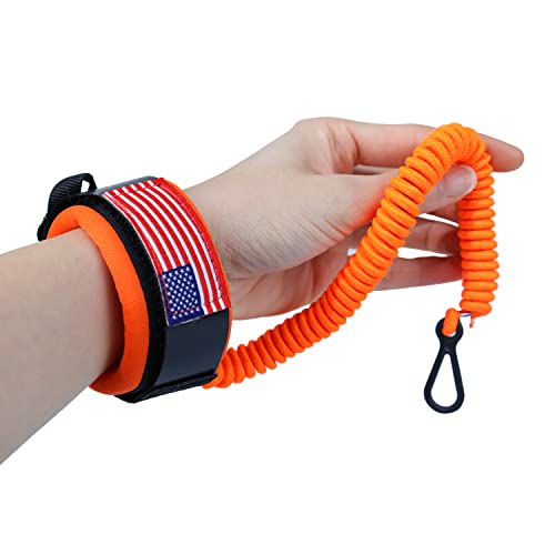 YMHHefy Boat Kill Switch Lanyard with Wrist Strap Compatible with Mercruiser Outboard Motor Emergency Stop Switch Safety Cord Replace 8M0092850 with USA Flag Aluminum Alloy Clip Orange - Image 2