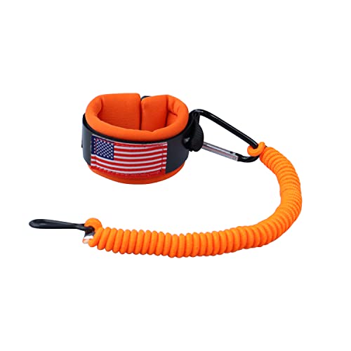 YMHHefy Boat Kill Switch Lanyard with Wrist Strap Compatible with Mercruiser Outboard Motor Emergency Stop Switch Safety Cord Replace 8M0092850 with USA Flag Aluminum Alloy Clip Orange - Image 1