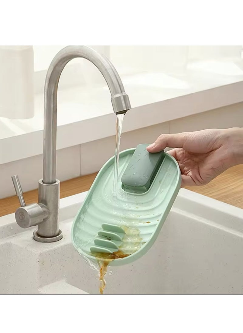 BLUE CORAL Kitchen Spoon Holder Pot Lid Rack Fork Spatula Rack Shelf Plastic Spoon Rest Chopsticks Holder Kitchen Organizer (1-Pack Green)  - Image 3