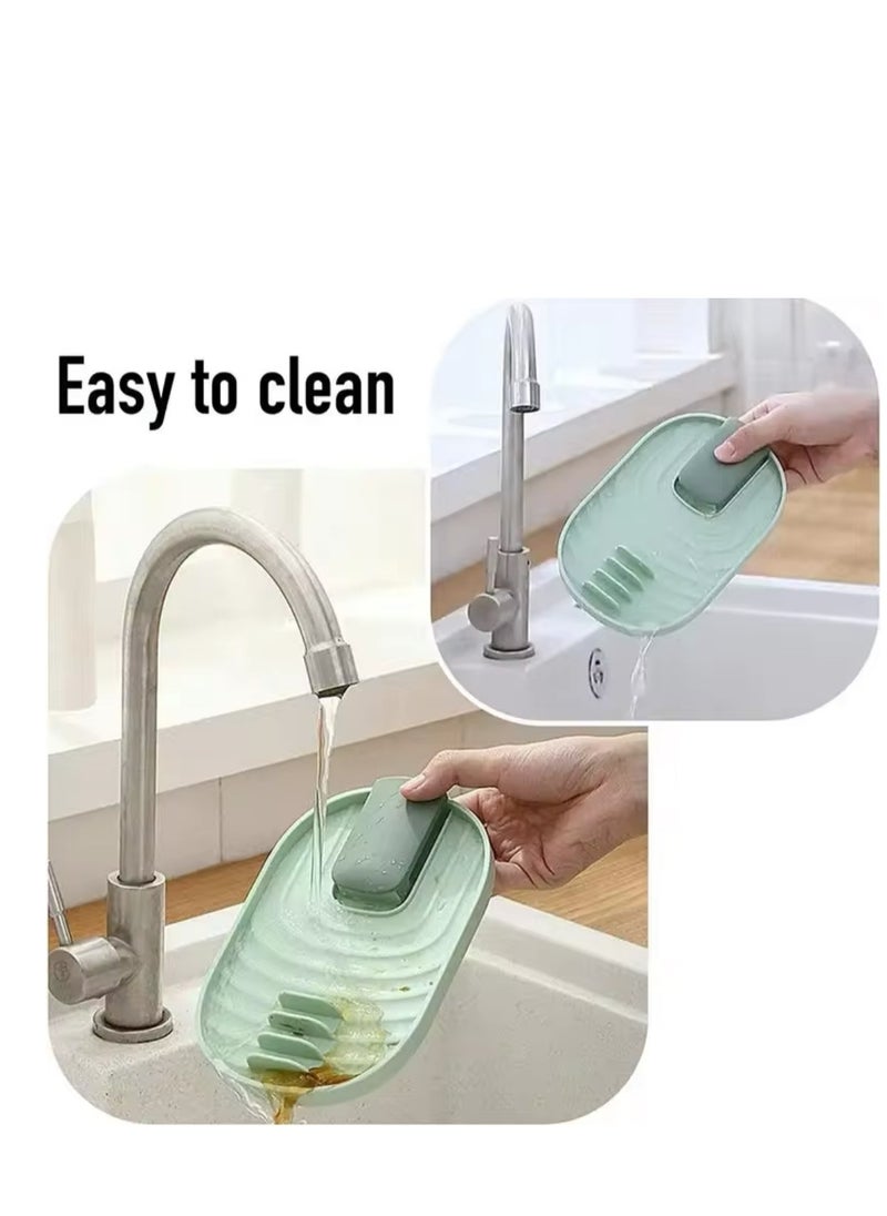 BLUE CORAL Kitchen Spoon Holder Pot Lid Rack Fork Spatula Rack Shelf Plastic Spoon Rest Chopsticks Holder Kitchen Organizer (1-Pack Green)  - Image 2