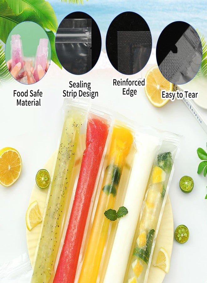 Libemskix 160 Pack Popsicle Bags 11x2" Disposable Popsicle Mold Bag Freezer Ice Pop Bags With Zip Seals and Funnel for Kids Adults Homemade Ice Candy Pops Yogurt Tubes Juice Fruit Smoothies Healthy Snacks - Image 5